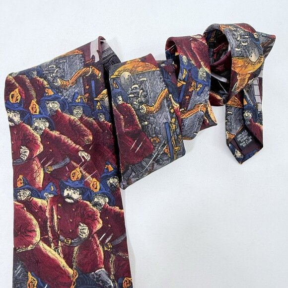 Vintage Tango Max Raab Tie Silk Americana Firefighters 1896 Firemen Necktie USA - Picture 6 of 12